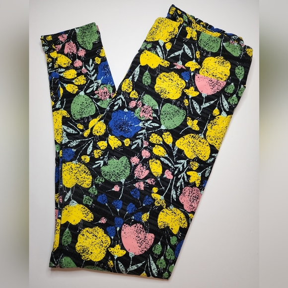 Lularoe Distressed Floral Print Leggings - Picture 1 of 5